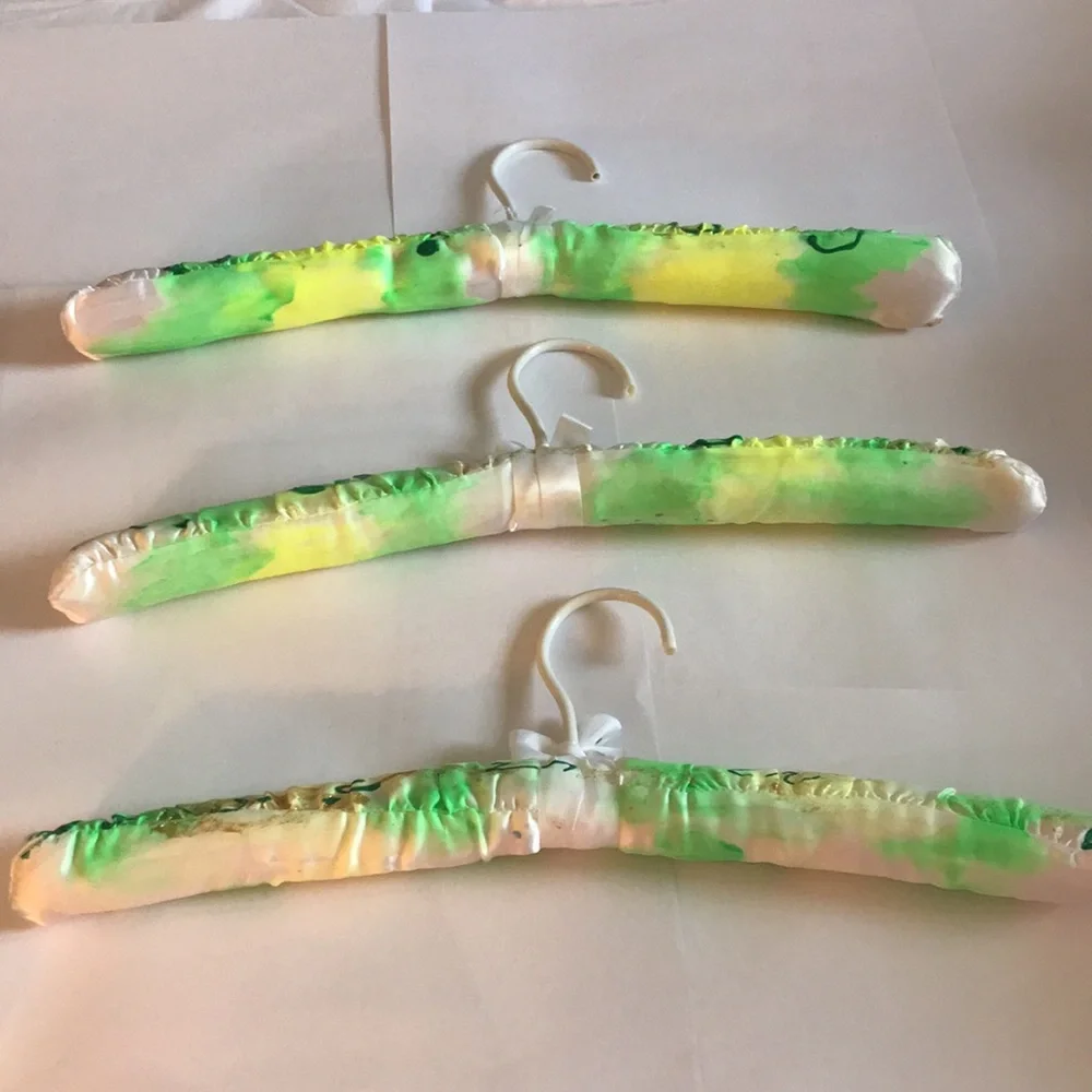 New Four Satin Hangers Designed and Hand Painted by Artist